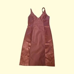 Maria Bianca Nero Womens Mauve Satin Paneled V-Neck Sleeveless Midi Dress Size L